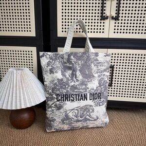 Dior Beauty Gray Embroidered Tote Bag